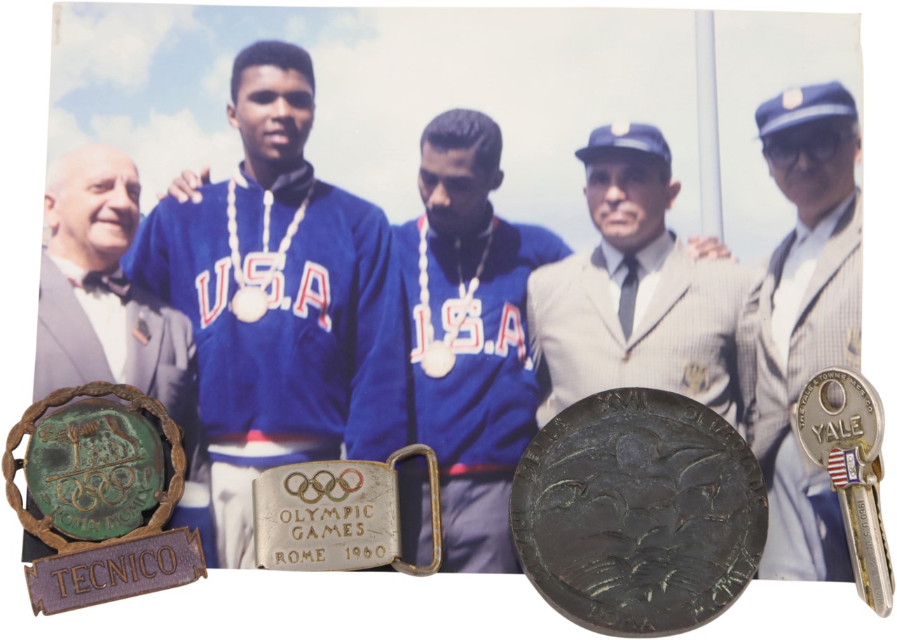 - 1960 Muhammad Ali Rome Olympics Medal and Badges from His Coach (4)