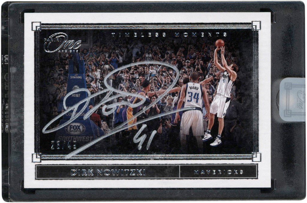 - 2019-20 Panini One and One Timeless Moments #15 Dirk Nowitzki Autograph 23/49