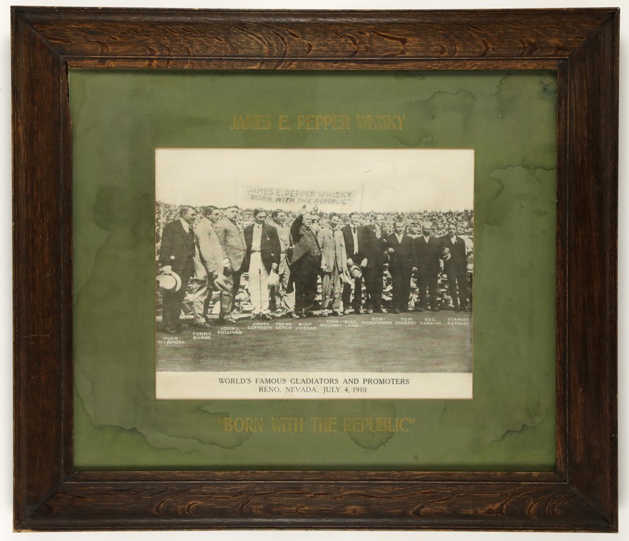 Muhammad Ali & Boxing - 1910 Johnson-Jefferies James E. Pepper Whiskey Advertising Sign