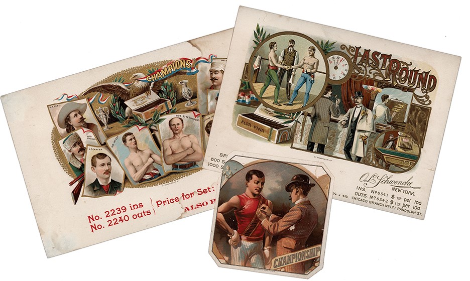 Muhammad Ali & Boxing - (3) 19th Century Cigar Box Labels w/ Allen & Ginter William Ewing & Boxers