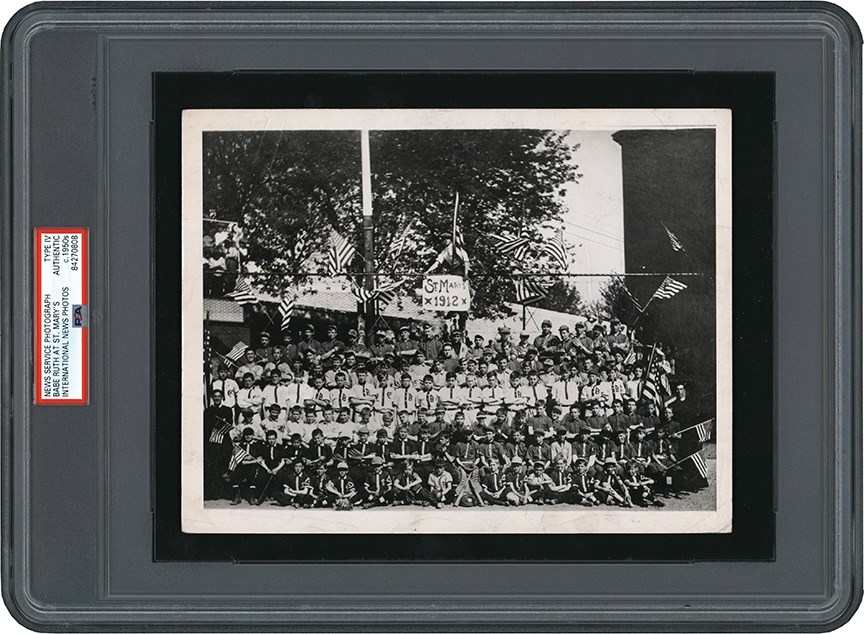 Vintage Sports Photographs - Babe Ruth At St. Mary's School Photograph (PSA)