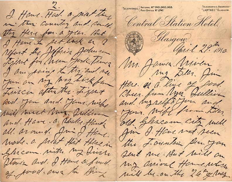 John L. Sullivan & James Corbett Auto Signed Letter Pair (PSA)