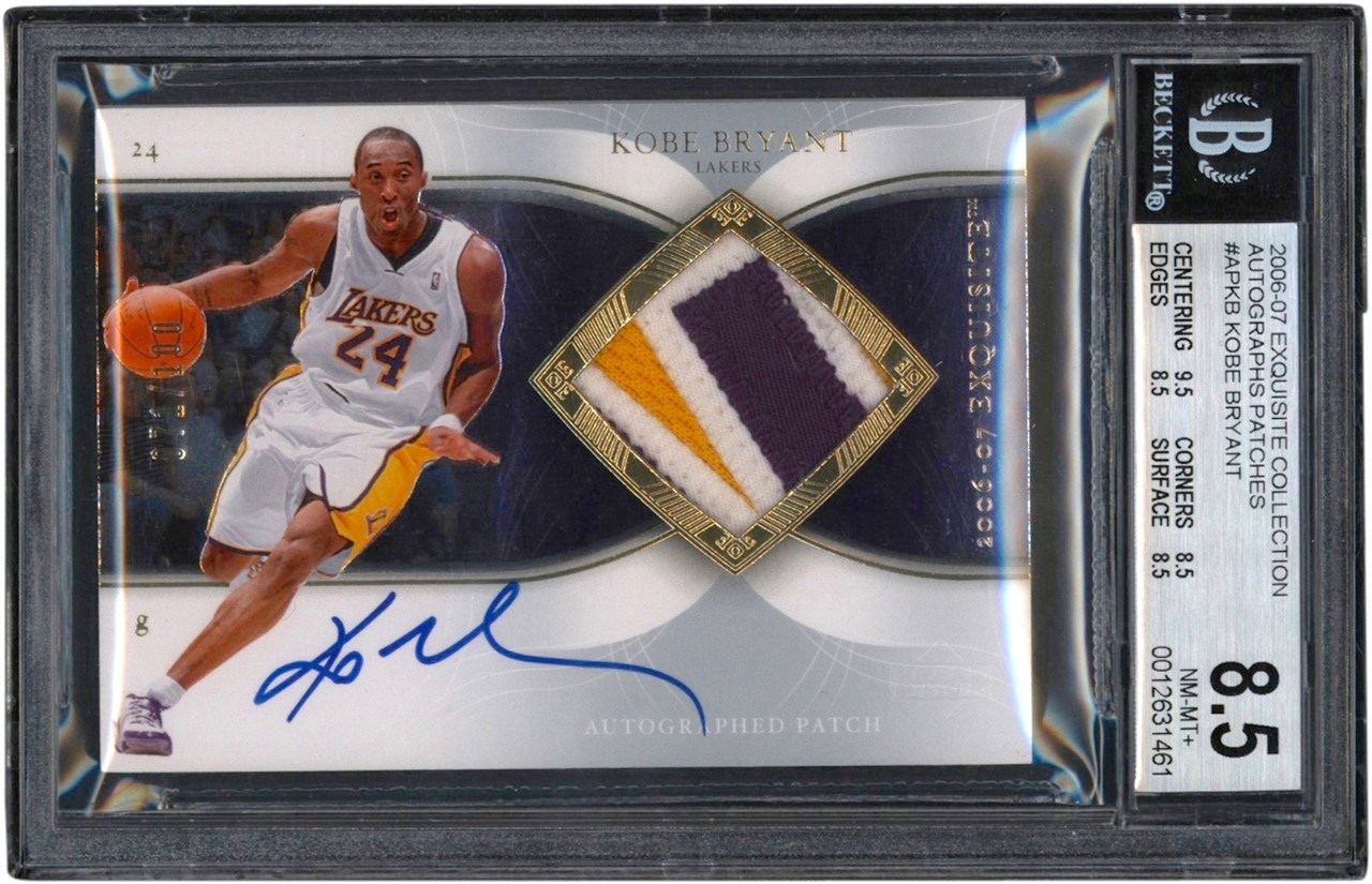 Modern Sports Cards - 2006-07 Exquisite Collection Autographs Patches #APKB Kobe Bryant Game Worn Patch Autograph 71/100 BGS NM-MT+ 8.5 - Auto 10