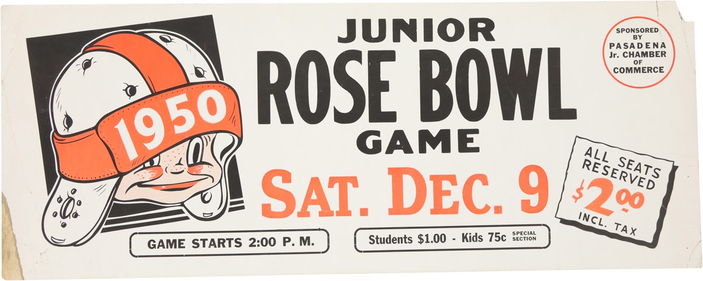 Football - 1950 Junior Rose Bowl Cardboard Advertising Display
