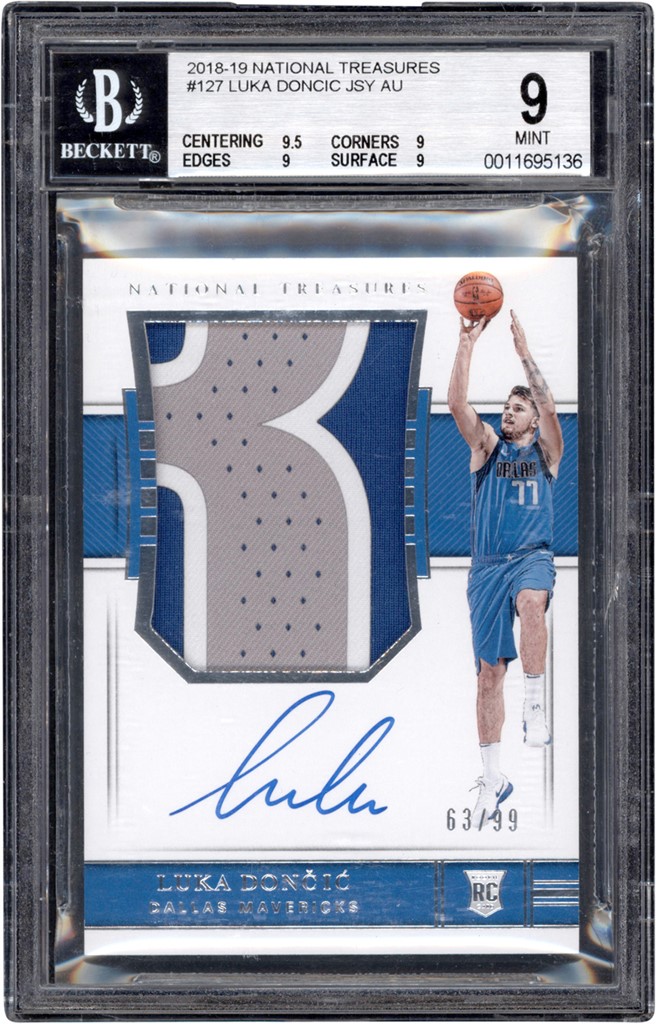 2018-19 National Treasures #127 Luka Doncic RPA Rookie Patch Autograph 63/99 BGS MINT 9 - Auto 10