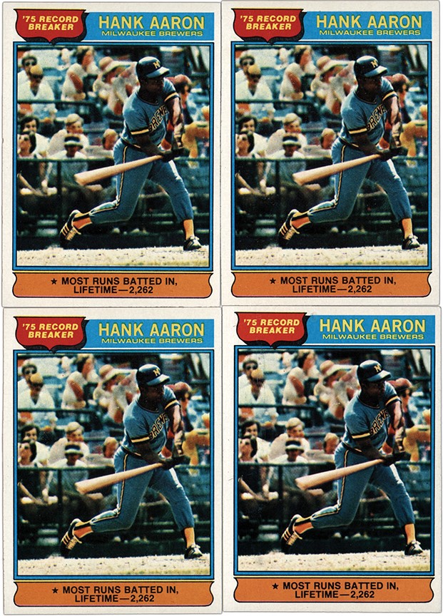 Baseball and Trading Cards - Hoard of 1976 Topps Hank Aaron Record Breaker #1 (83 cards)