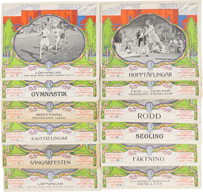 Olympics and All Sports - Collection of 1912 Stockholm Olympics Event Books (12) Thorpe & Patton
