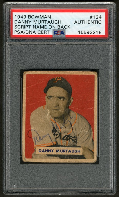 Baseball and Trading Cards - 1949 Bowman #124 Danny Murtaugh Vintage Signed (PSA)