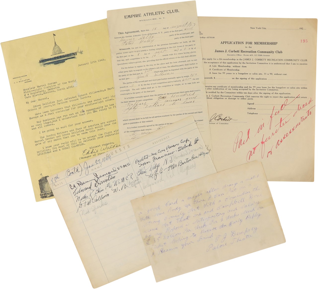 Collection of 19th-20th Century Boxing Letters & Autographs (25)
