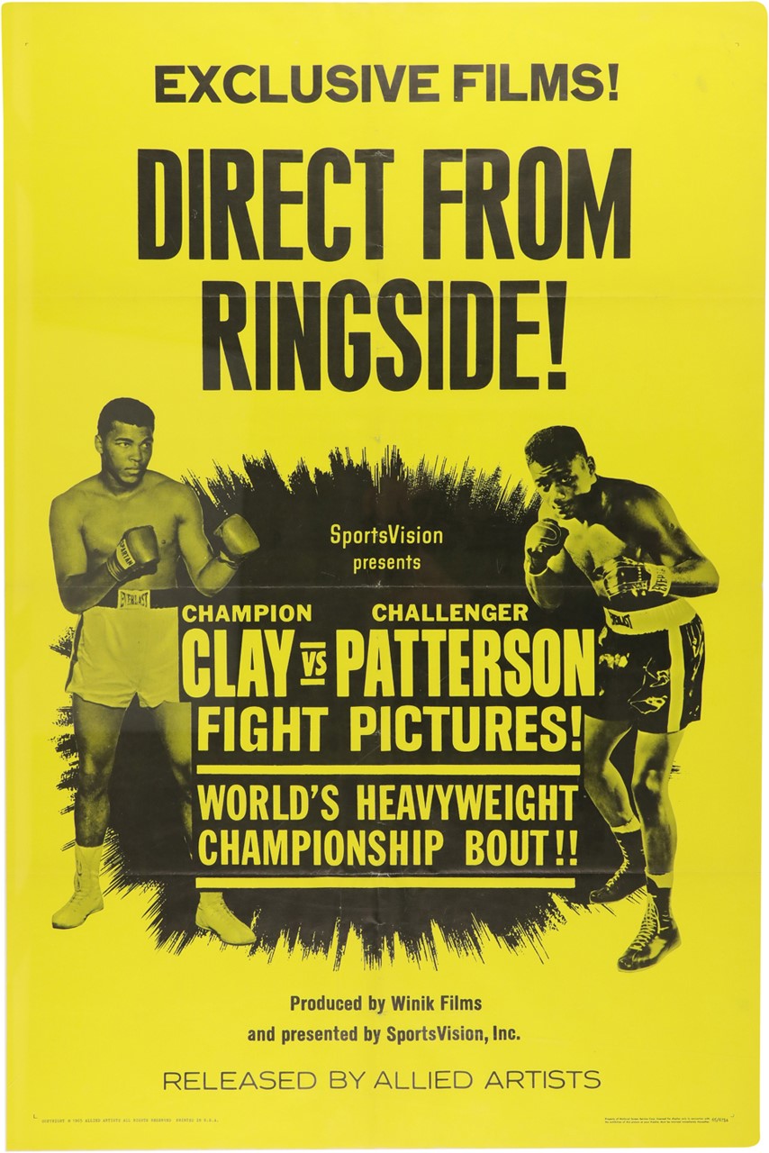 1965 Cassius Clay vs. Floyd Patterson One Sheet Movie Poster