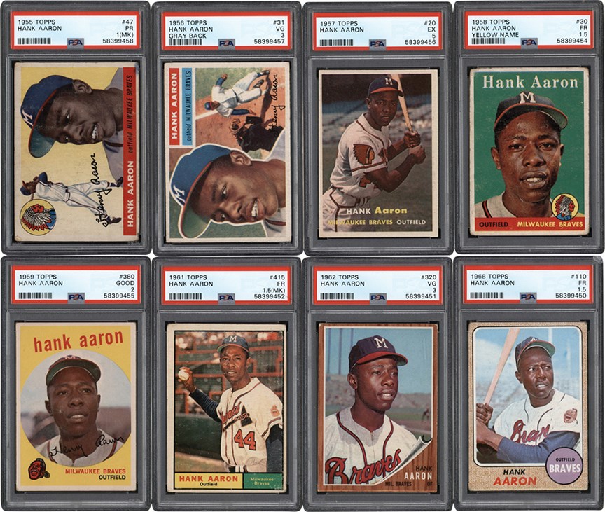 Baseball and Trading Cards - 1955-1968 Topps Hank Aaron PSA Graded Collection (8)