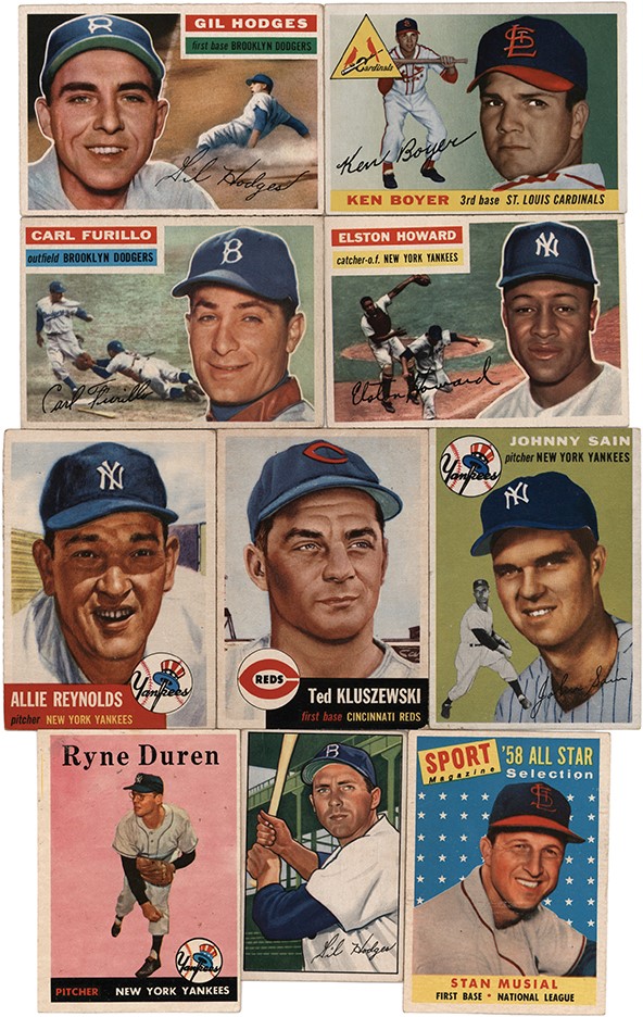 Baseball and Trading Cards - 1940's-1970's Baseball Trading Cards with Hall of Famers (350)