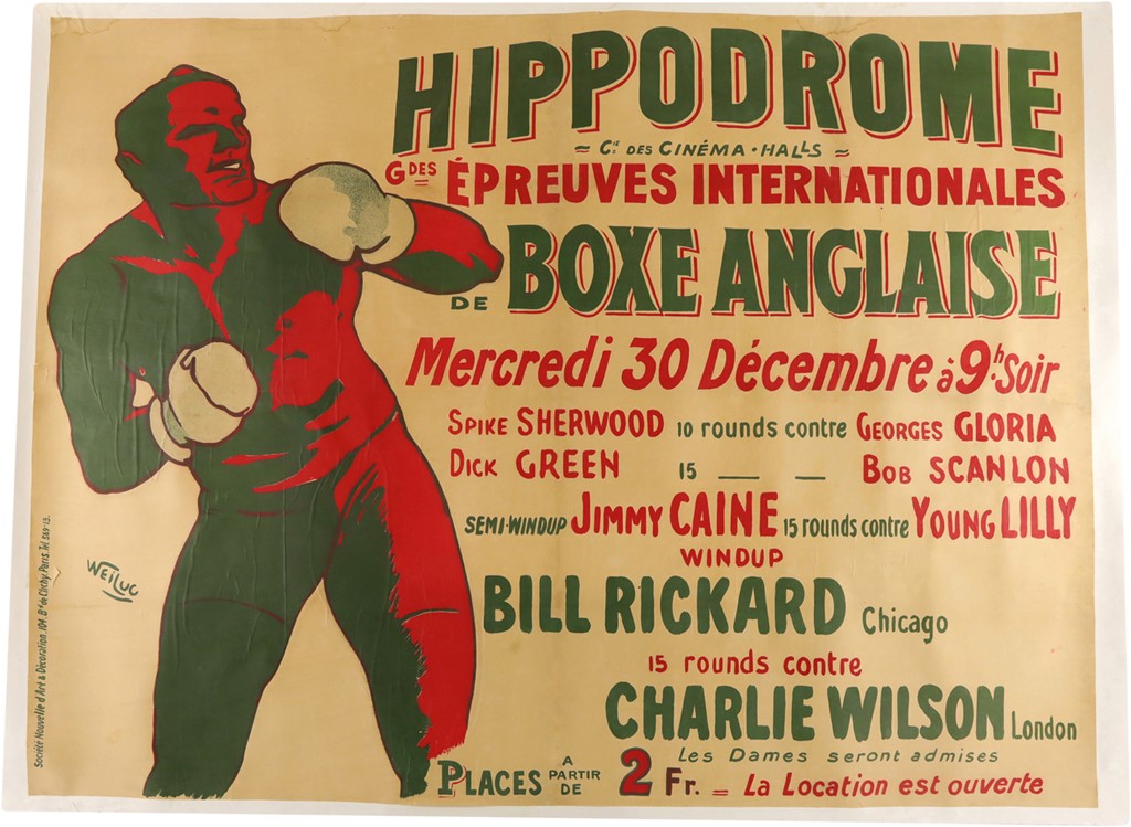 1908 Societe Nouvelle Paris France Boxing Poster