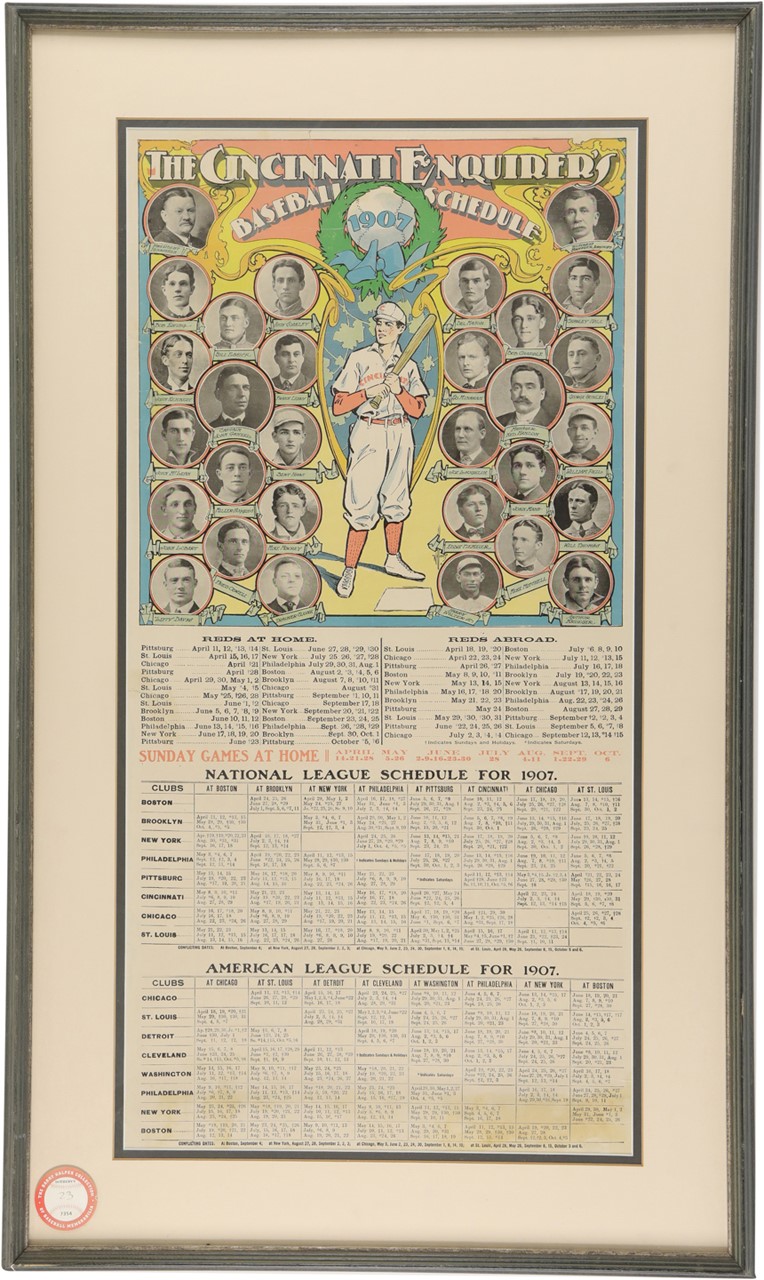 Baseball Memorabilia - 1907 Cincinnati Reds Lithograph Calendar (ex-Halper Sotheby's Auction)