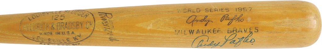 Baseball Equipment - 1957 Andy Pafko Milwaukee Braves World Series Game Used Bat