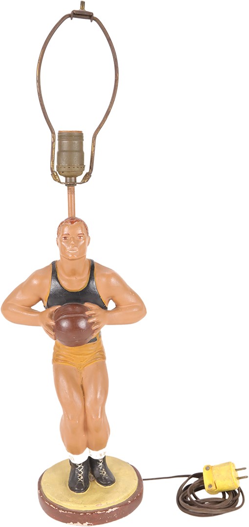 - 1947 Figural Plaster Basketball Lamp