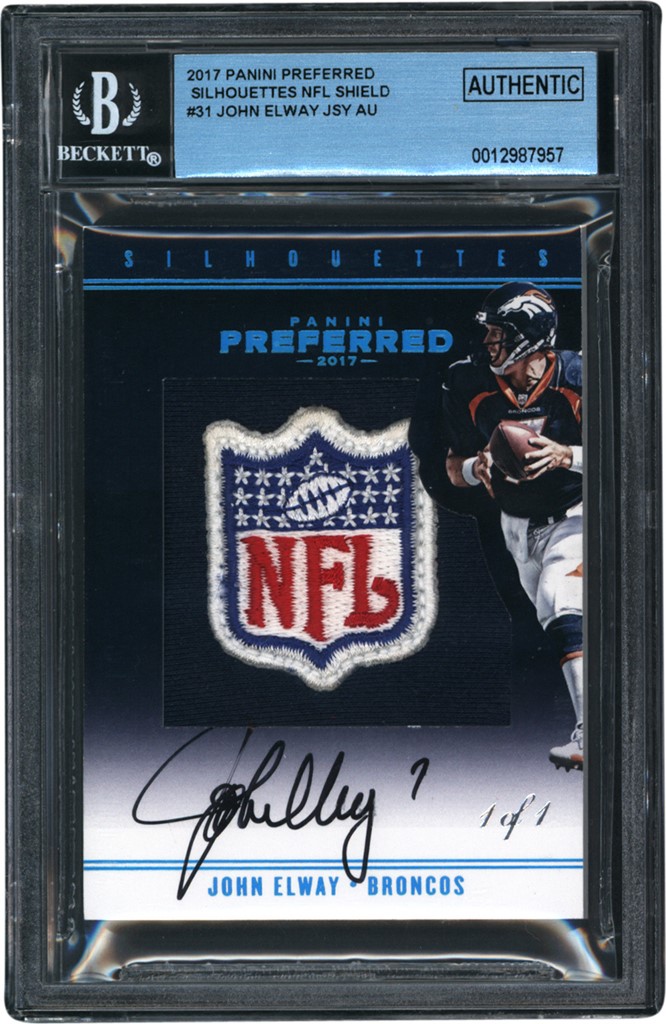 Modern Sports Cards - 2017 Panini Preferred Silhouettes #31 John Elway "1/1" NFL Logo Shield Autograph BGS Authentic