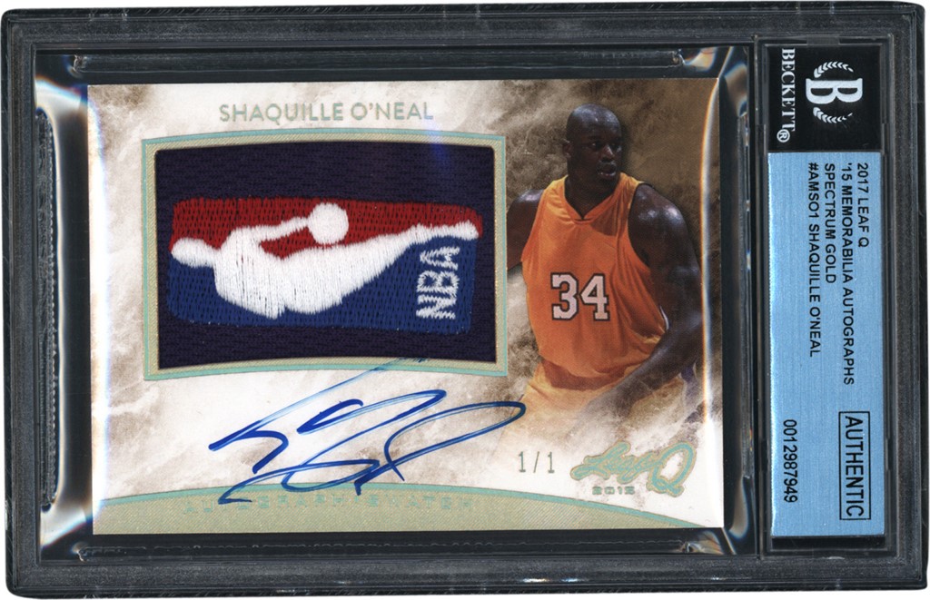 - 2015 Leaf Q Shaquille O'Neal "1/1" Game Worn Logoman Autograph BGS Authentic