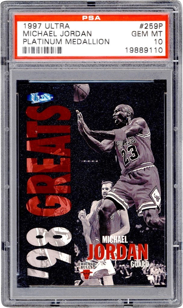 - 1997 Ultra Platinum Medallion #259P Michael Jordan 72/100 PSA GEM MINT 10 (Pop 1!)