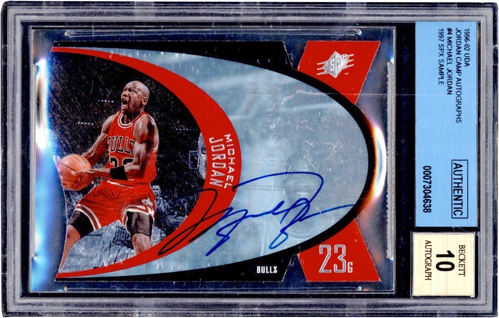 Modern Sports Cards - 1997 SPx Die-Cut Sample #5 Michael Jordan Autograph BGS Authentic - Auto 10