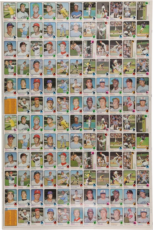 Baseball and Trading Cards - 1973 Topps Baseball Uncut Factory Sheet (132 Cards)