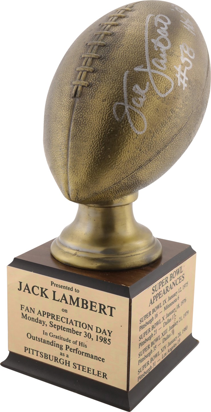 The Jack Lambert Collection - 1985 Jack Lambert Fan Appreciation Day Trophy