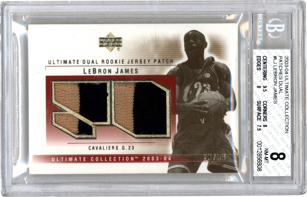 Modern Sports Cards - 2003 Ultimate Collection Dual Rookie Jersey Patch #LJ-2P LeBron James Dual Patch - Jersey Number 23/50! BGS NM-MT 8
