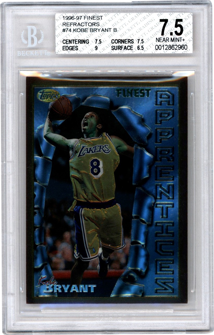 - 1996-1997 Topps Finest Refractor #74 Kobe Bryant Rookie BGS NM+ 7.5