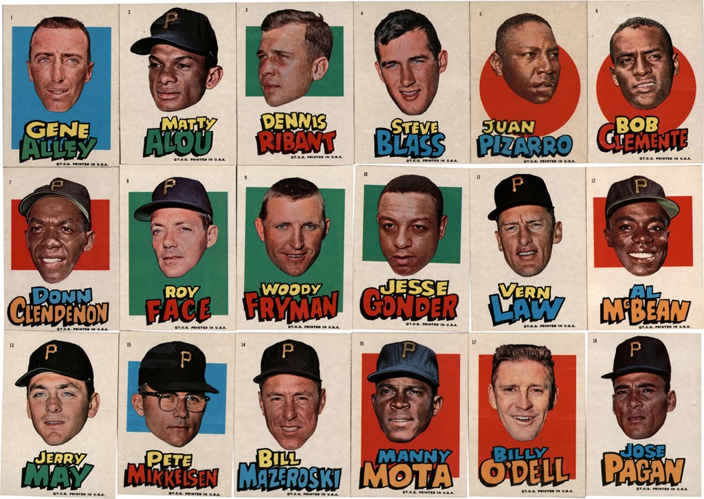 1967 Topps Pittsburgh Pirates Stickers Complete Set