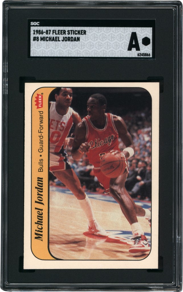 - 1986 Fleer Sticker #8 Michael Jordan Rookie SGC Authentic