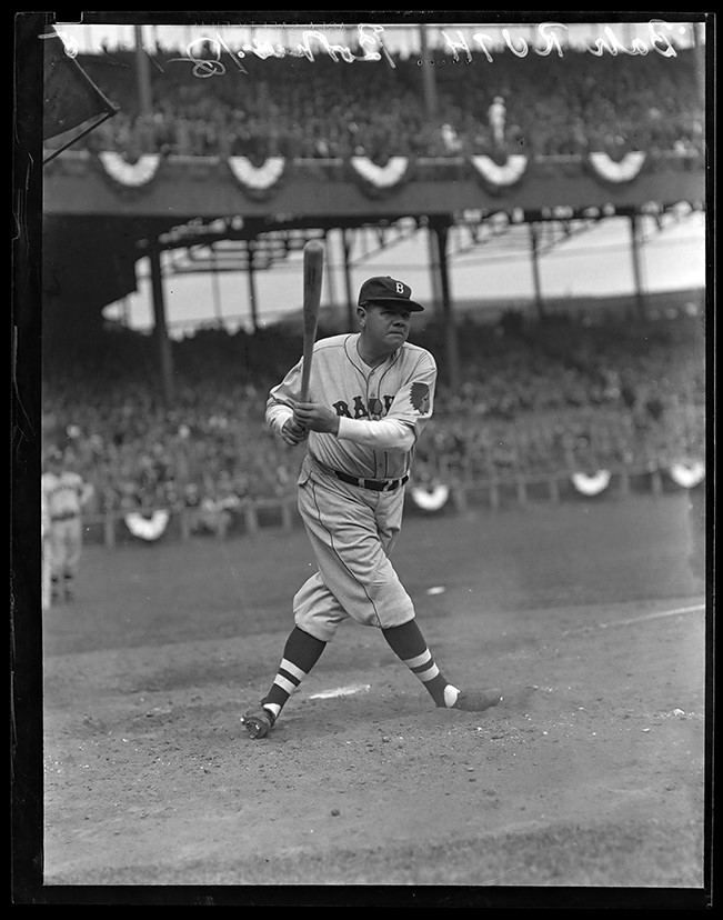 The Brown Brothers Collection - 1935 Babe Ruth Boston Braves Negative by Charles Conlon
