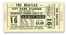 Beatles Tickets - September 16, 1964 Ticket