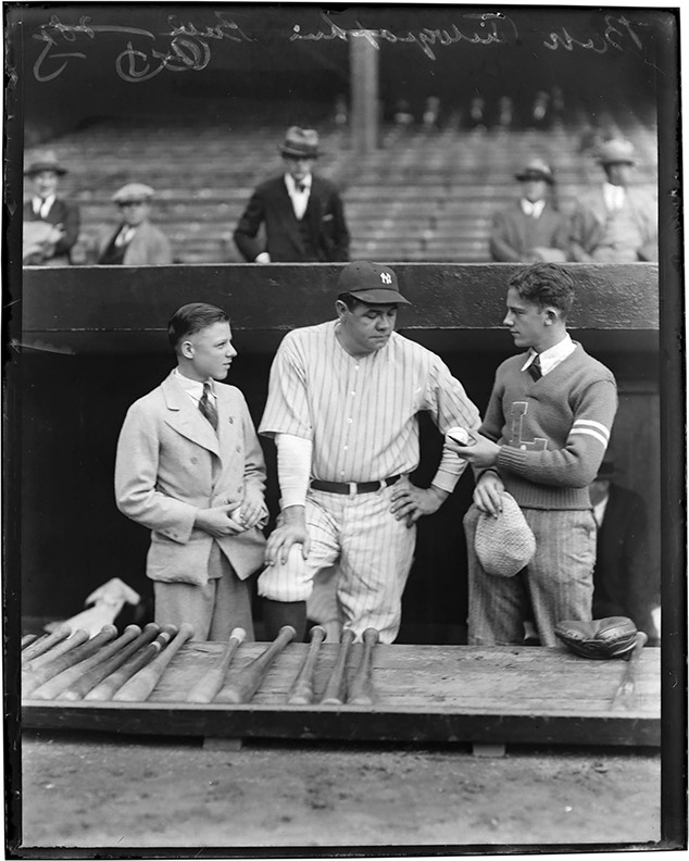 The Brown Brothers Collection - Babe Ruth Signs for Fans Glass Plate Negative by Charles Conlon
