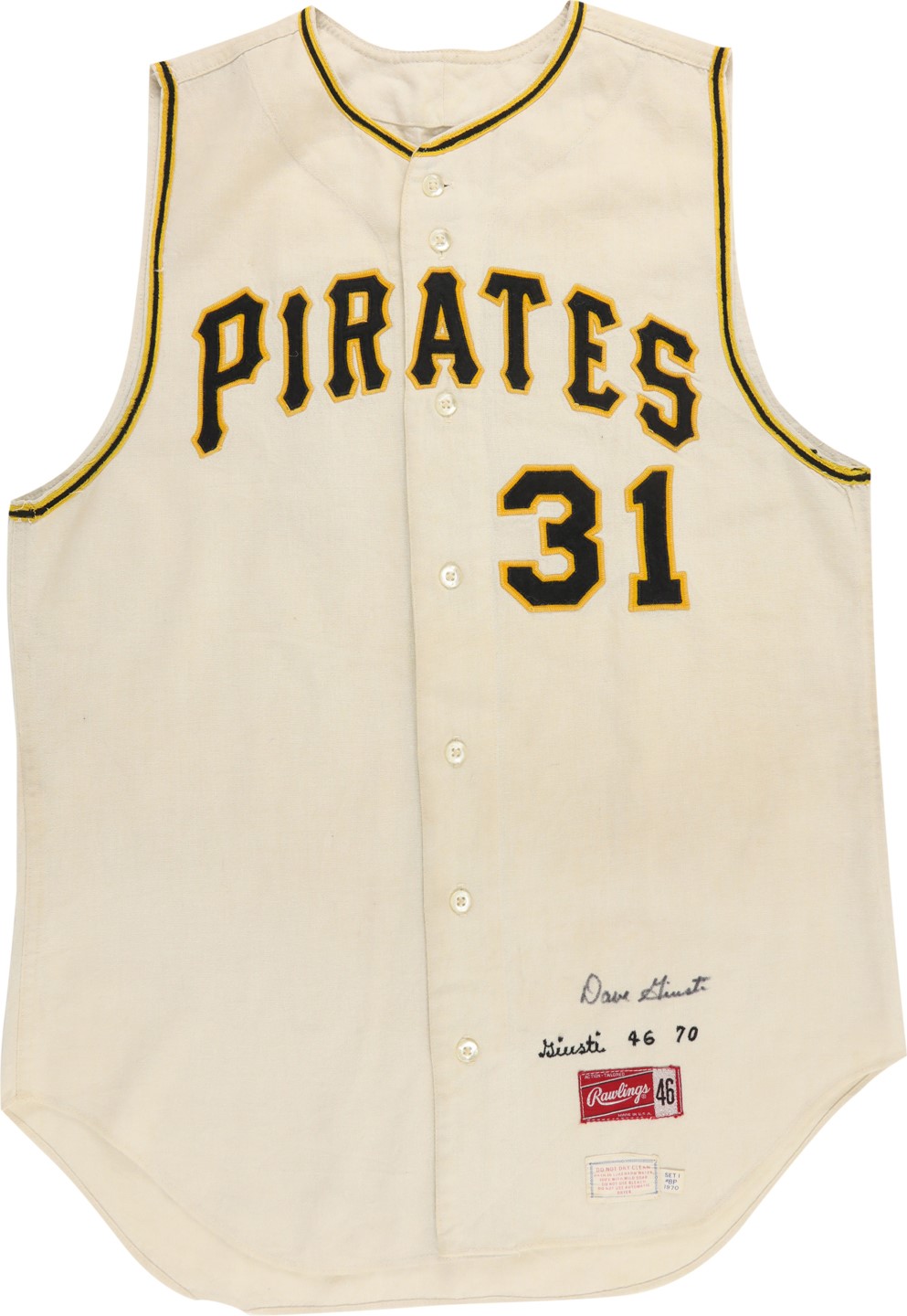 Clemente and Pittsburgh Pirates - 1970 Dave Giusti Pittsburgh Pirates Game Worn Jersey