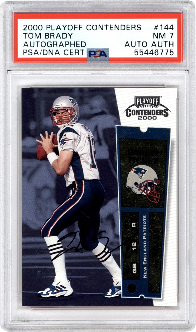 2000 Playoff Contenders #144 Tom Brady Rookie Ticket Autograph PSA NM 7