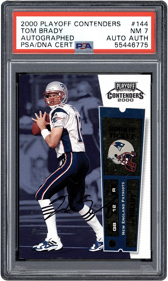Modern Sports Cards - 2000 Playoff Contenders #144 Tom Brady Rookie Ticket Autograph PSA NM 7