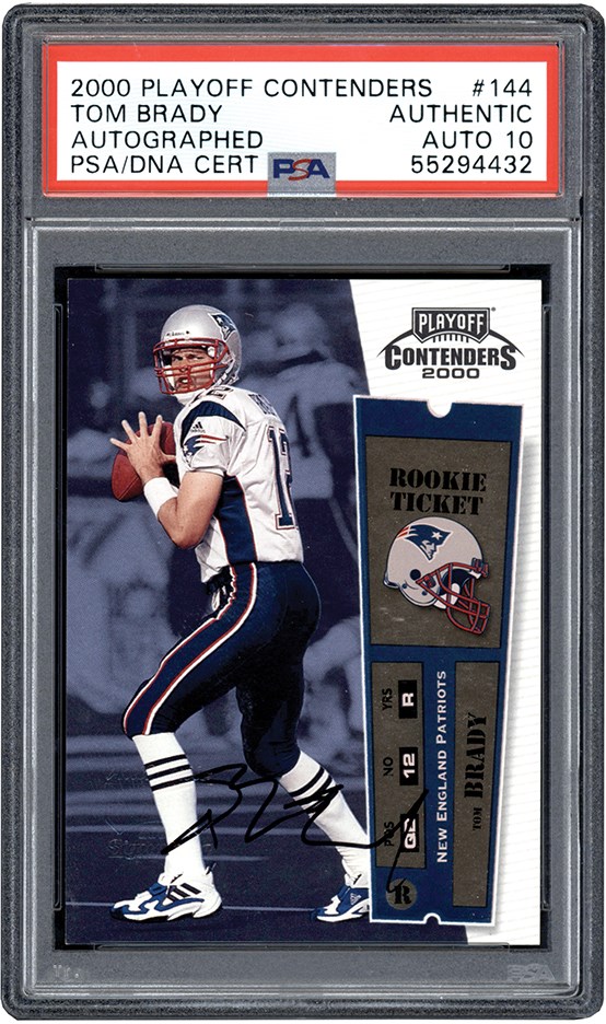 - 2000 Playoff Contenders #144 Tom Brady Rookie Ticket Autograph PSA Auth - Auto 10