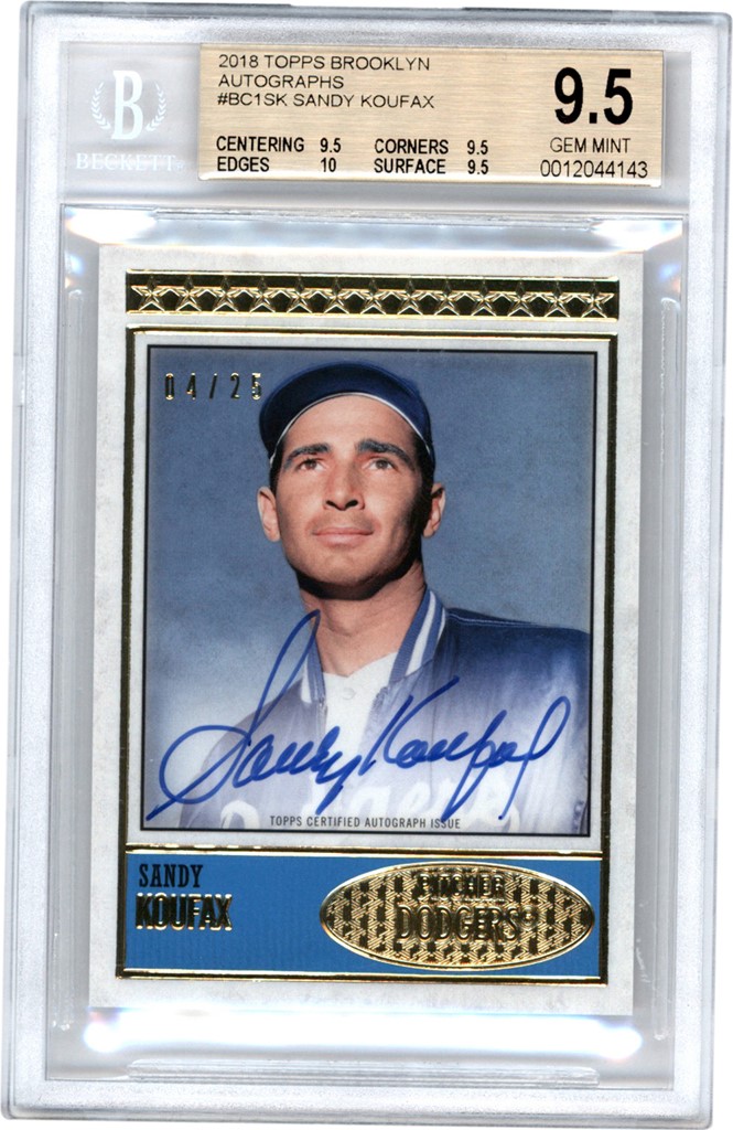 2018 Topps Brooklyn Autographs #BC1SK Sandy Koufax Autograph 4/25 BGS GEM MINT 9.5 - Auto 10 (Pop 1!)