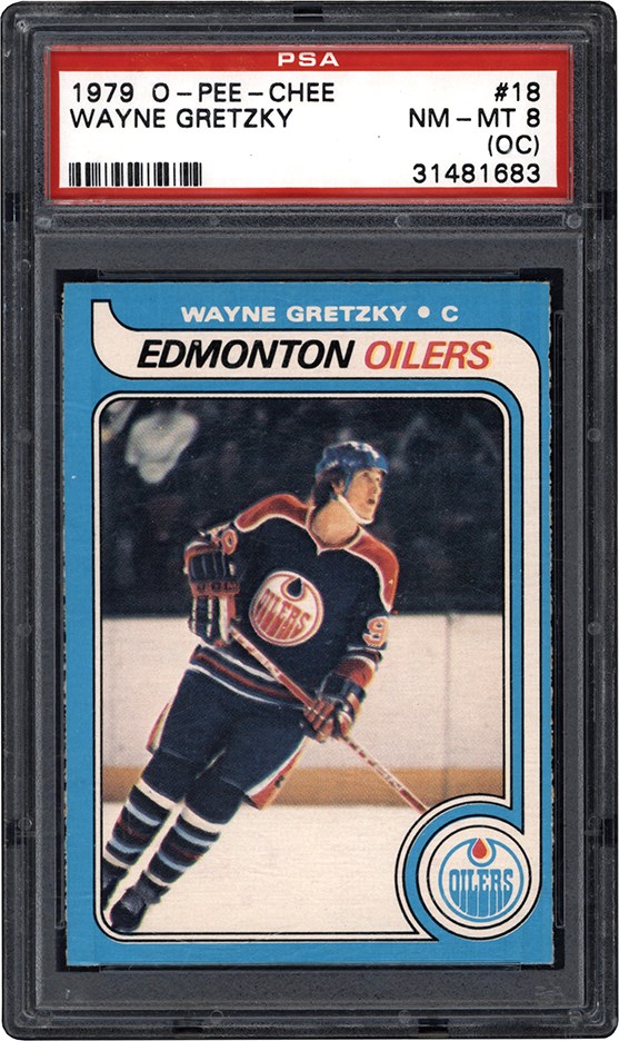 Hockey Cards - 1979 O-Pee-Chee #18 Wayne Gretzky Rookie PSA NM-MT 8 (OC)