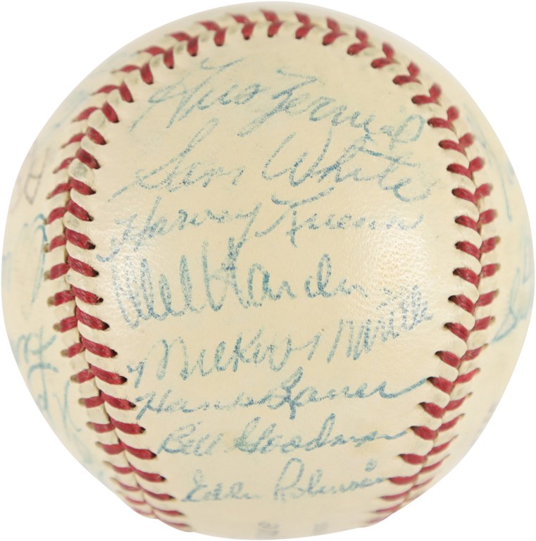 Baseball Autographs - 1953 American League All-Star Team-Signed Baseball with Mantle and Paige (PSA)