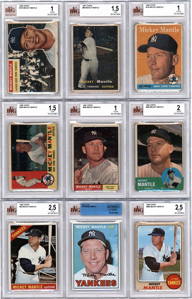 - 1956-68 Topps Mickey Mantle BVG Graded Near Complete Run (9)