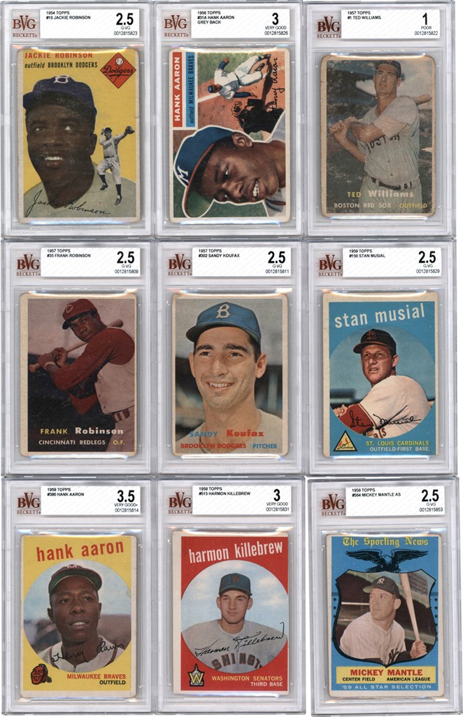 Baseball and Trading Cards - 1954-59 Topps Elite Hall of Famer BVG Graded Collection (9)