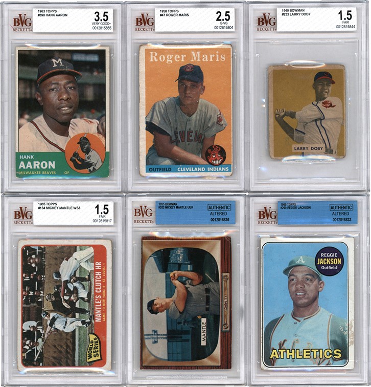 Baseball and Trading Cards - 1949-69 Topps & Bowman BVG Graded Collection with Iconic Rookies and Mantle (6)