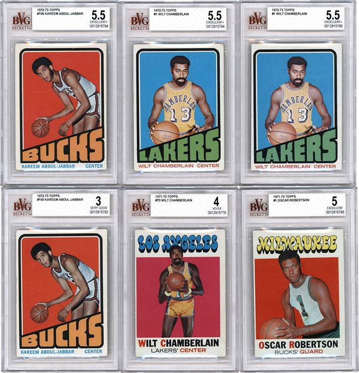 Basketball Cards - 1971-72 Topps Basketball  Elite Hall of Famer BVG Graded Collection (6)