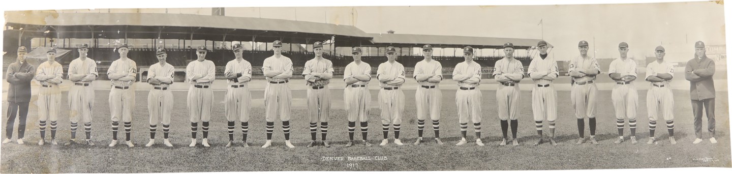 Vintage Sports Photographs - 1917 Denver Bears Baseball Team Panoramic Photograph