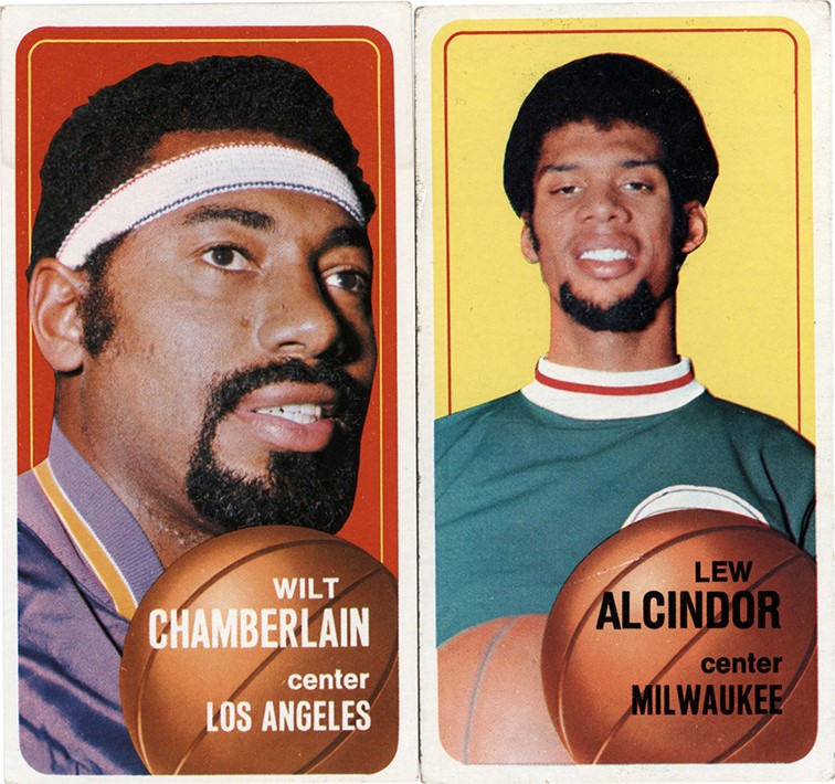 Basketball Cards - 1970 Topps #50 Wilt Chamberlain and #75 Lew Alcindor
