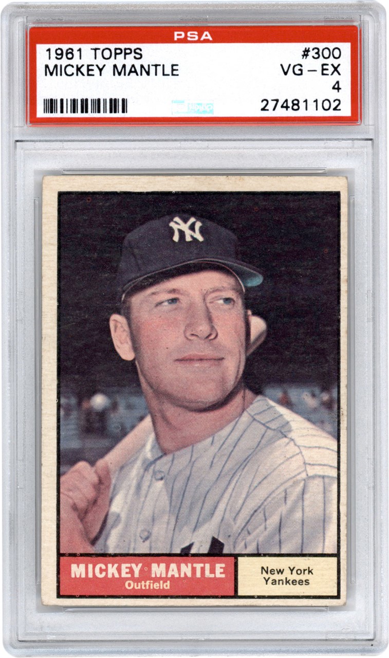 Baseball and Trading Cards - 1961 Topps #300 Mickey Mantle PSA VG-EX 4