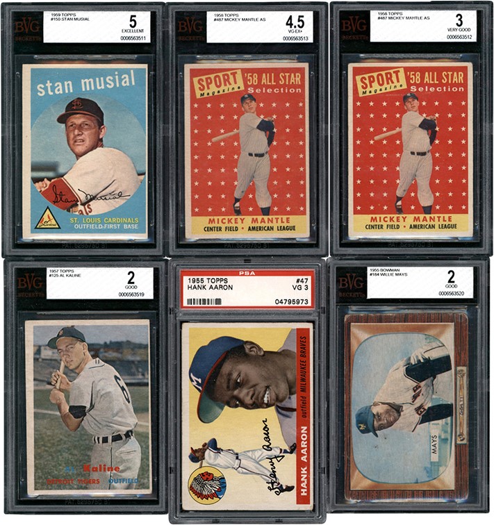 - 1954-1960 Topps and Bowman Baseball Collection with HOFers Mantle, Aaron & Koufax (75+)