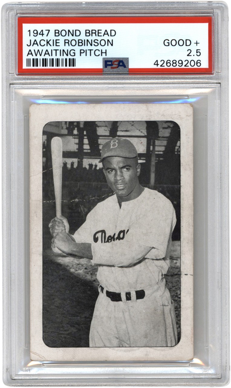 Baseball and Trading Cards - 1947 Bond Bread #1 Jackie Robinson (Awaiting Pitch) Rookie PSA GOOD+ 2.5