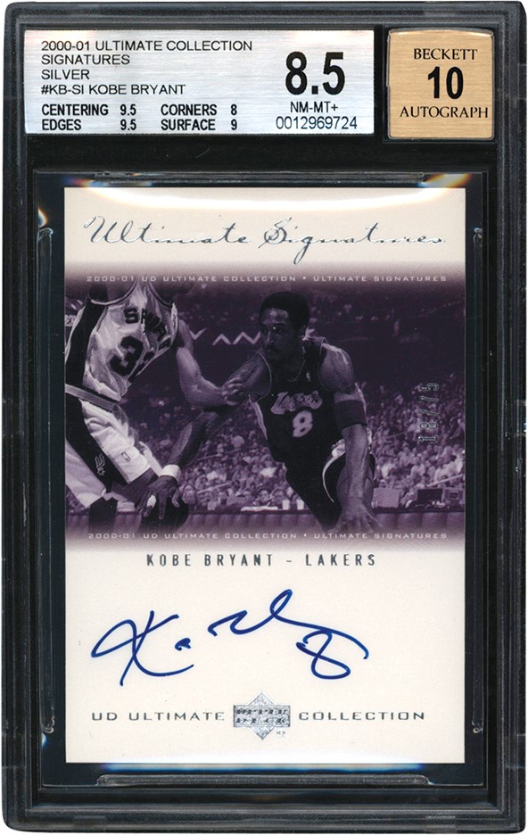 - 2000-01 Ultimate Collection Ultimate Signatures Silver #KB-S Kobe Bryant Autograph 18/75 BGS NM-MT+ 8.5 - Auto 10